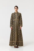 Tahani Long Jacket - Black & Gold