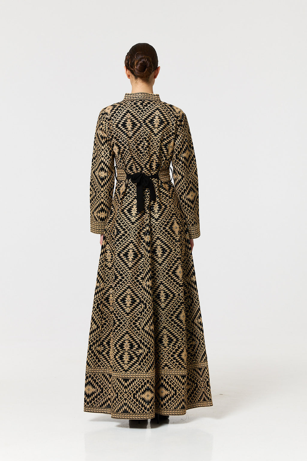 Tahani Long Jacket - Black & Gold