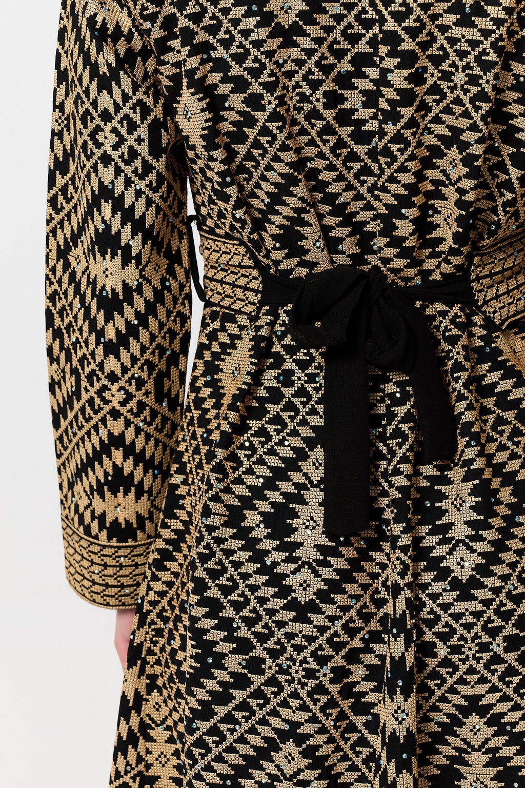 Tahani Long Jacket - Black & Gold