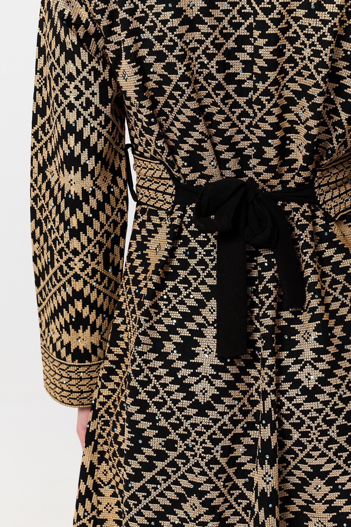 Tahani Long Jacket - Black & Gold