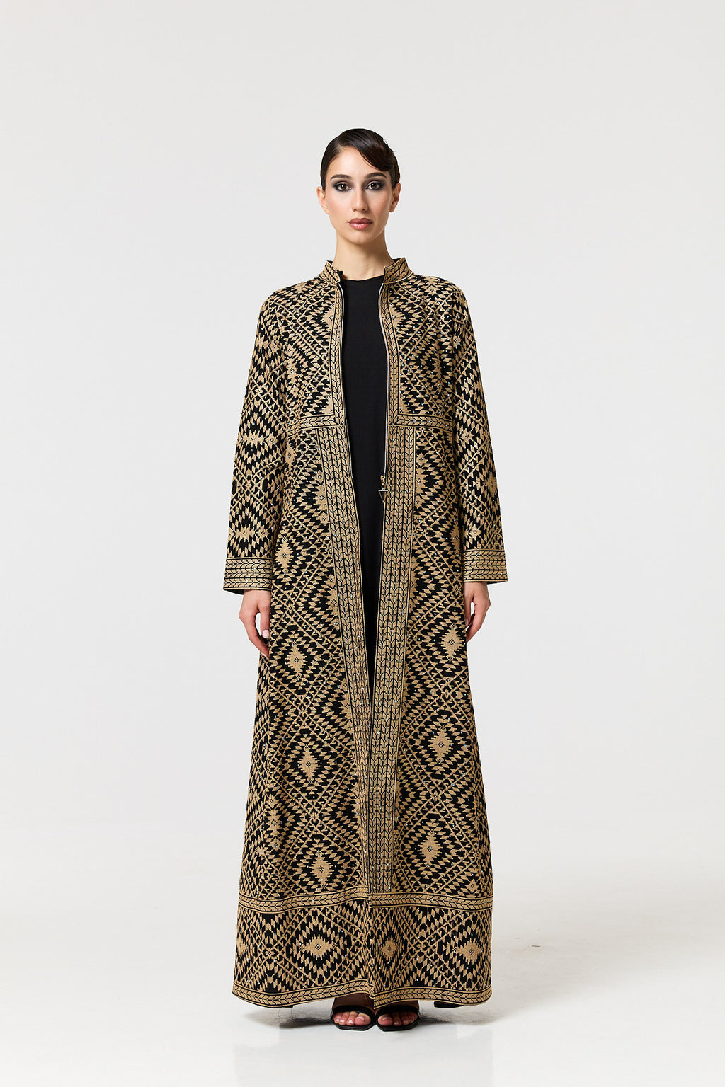 Tahani Long Jacket - Black & Gold