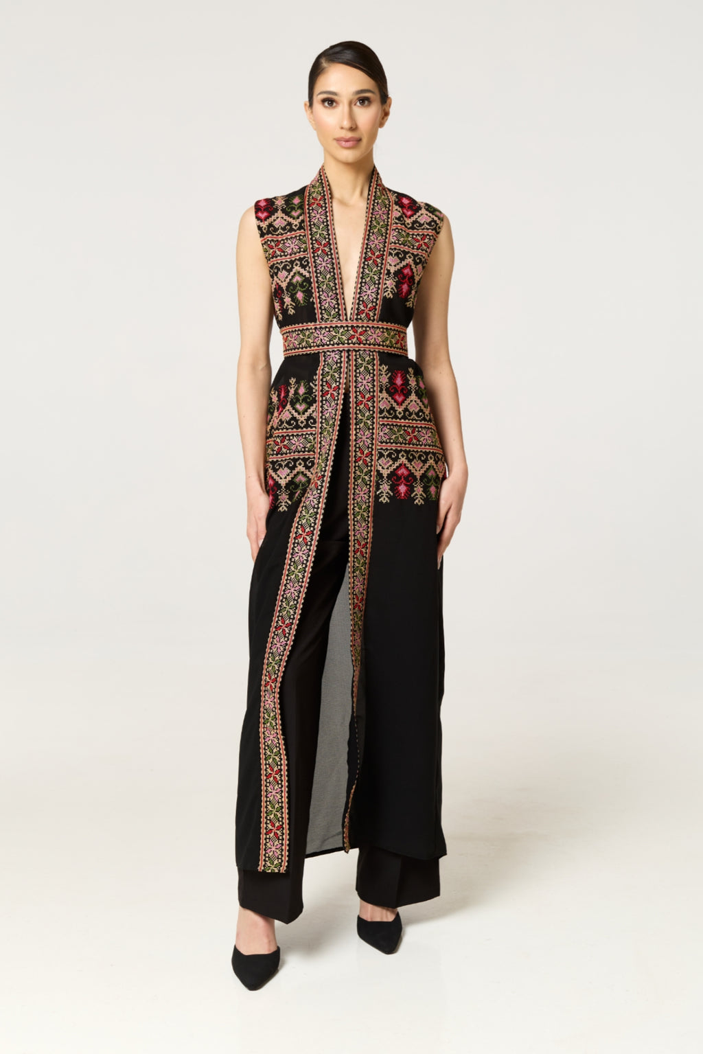 Black Tatreez Kaftan