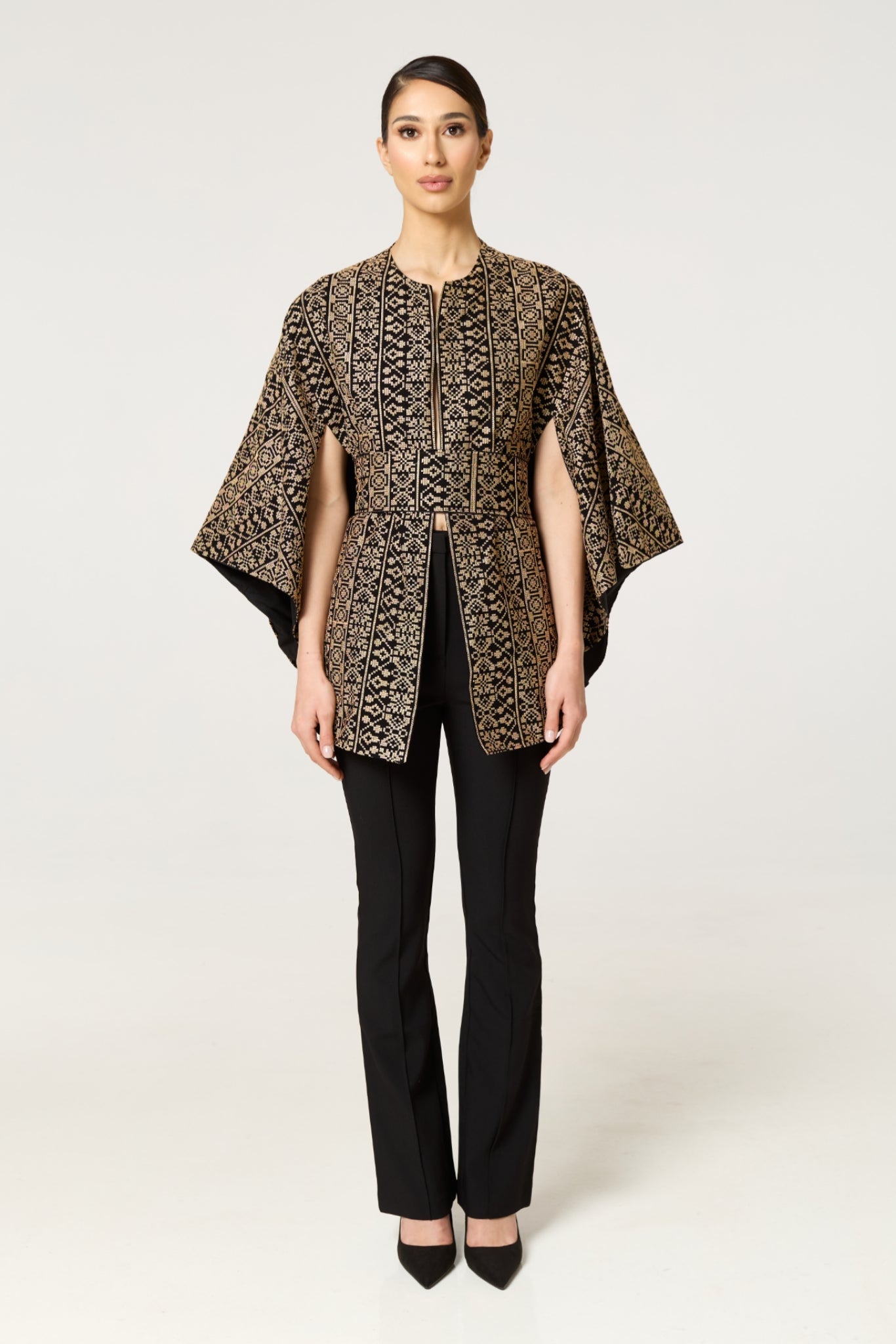 Black & Gold Tatreez Cape