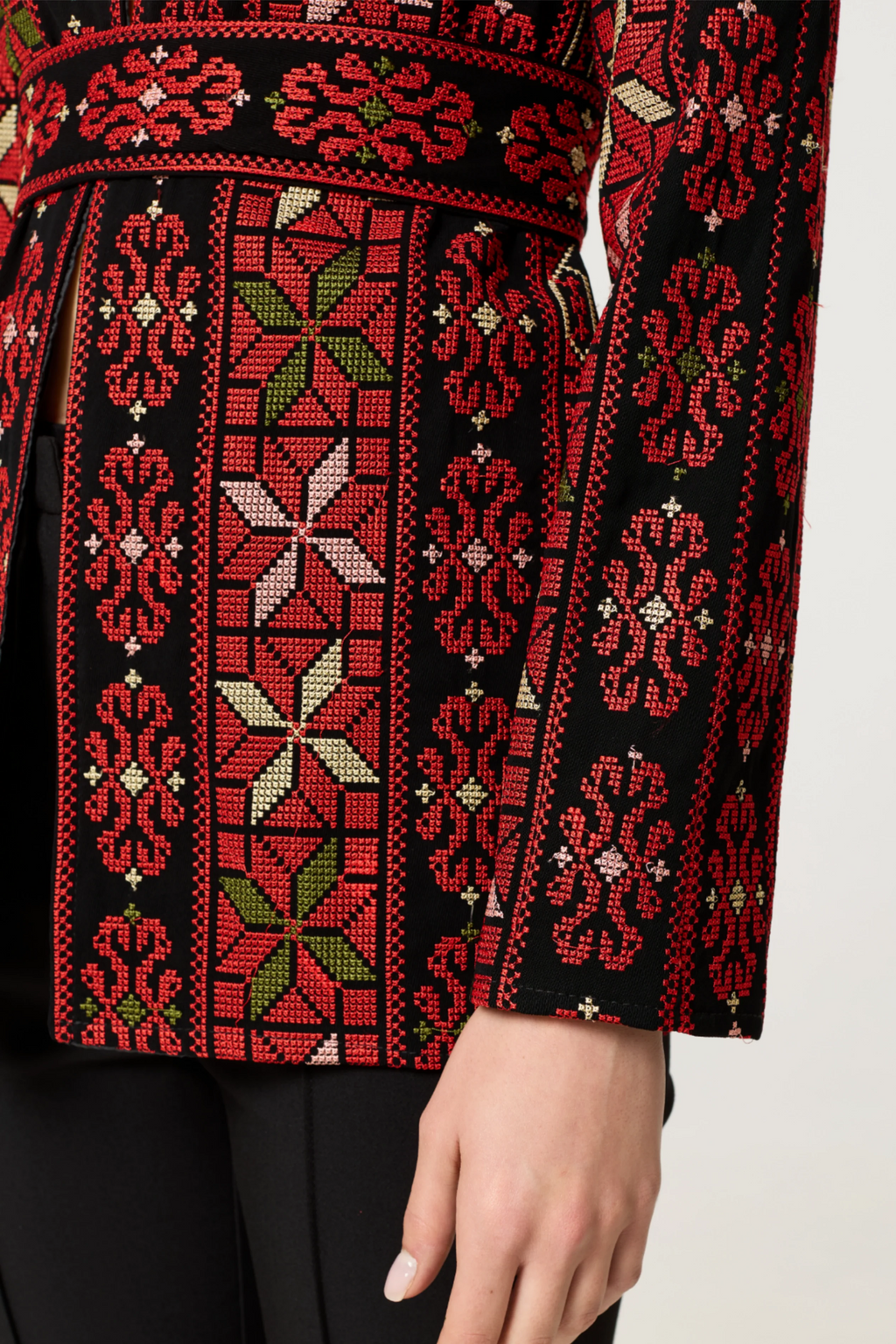 Tamima Jacket - Red & Black w/ Green Detail