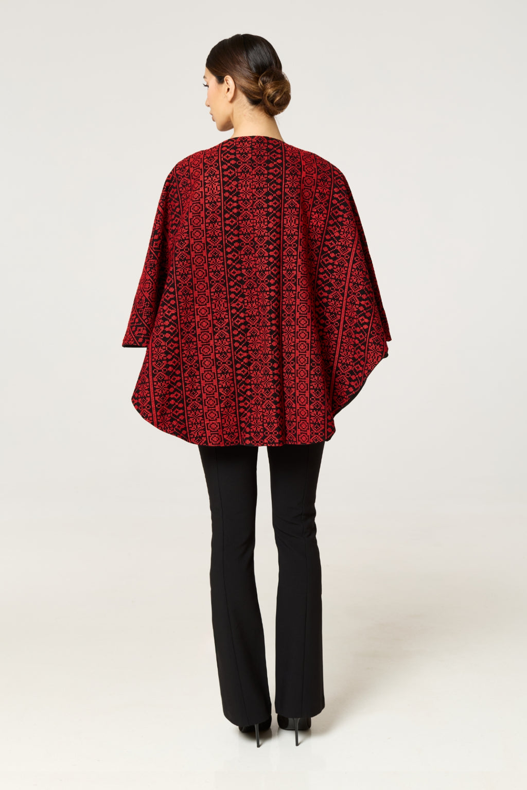 Red & Black Tatreez Cape