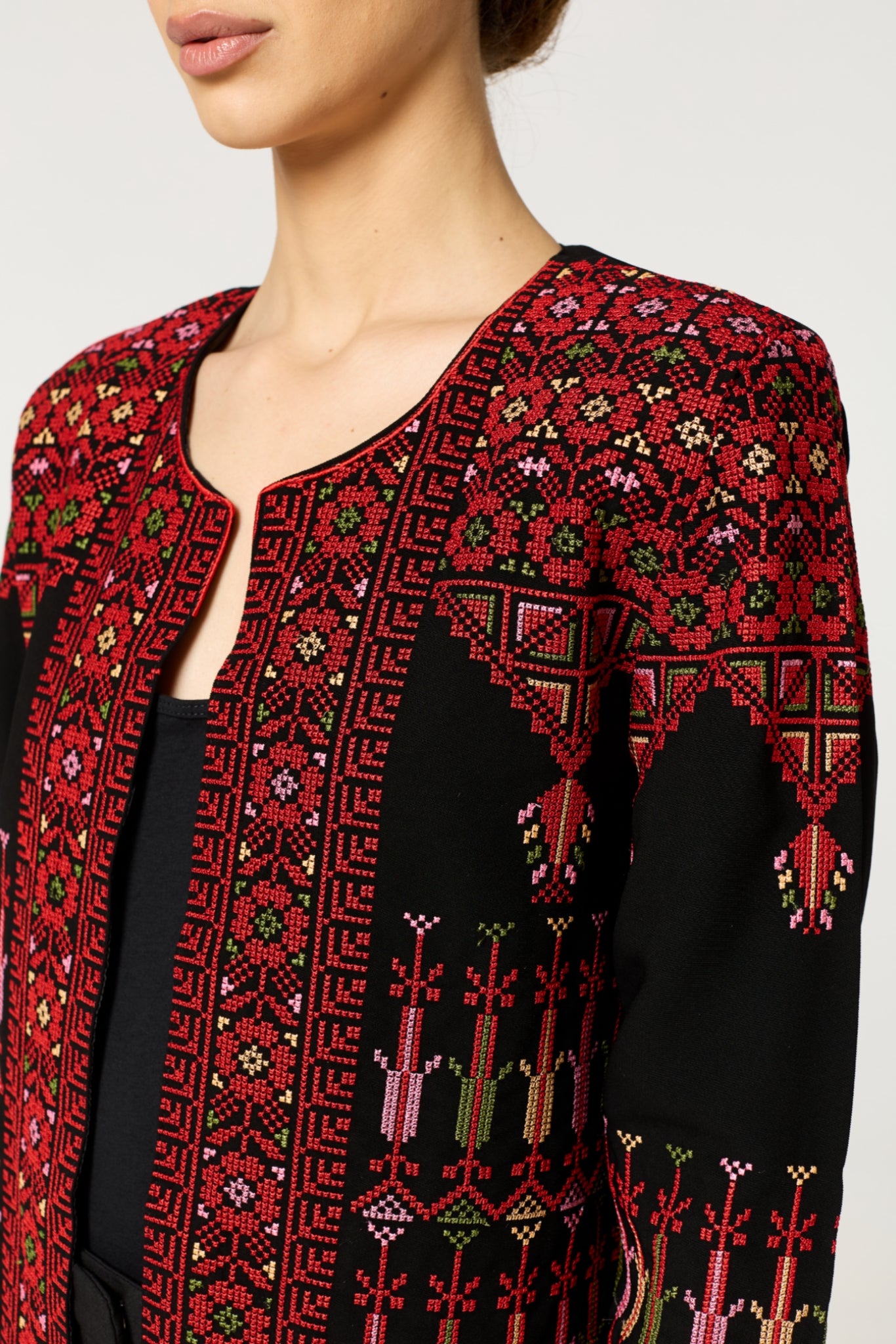 Black & Red Tatreez Jacket
