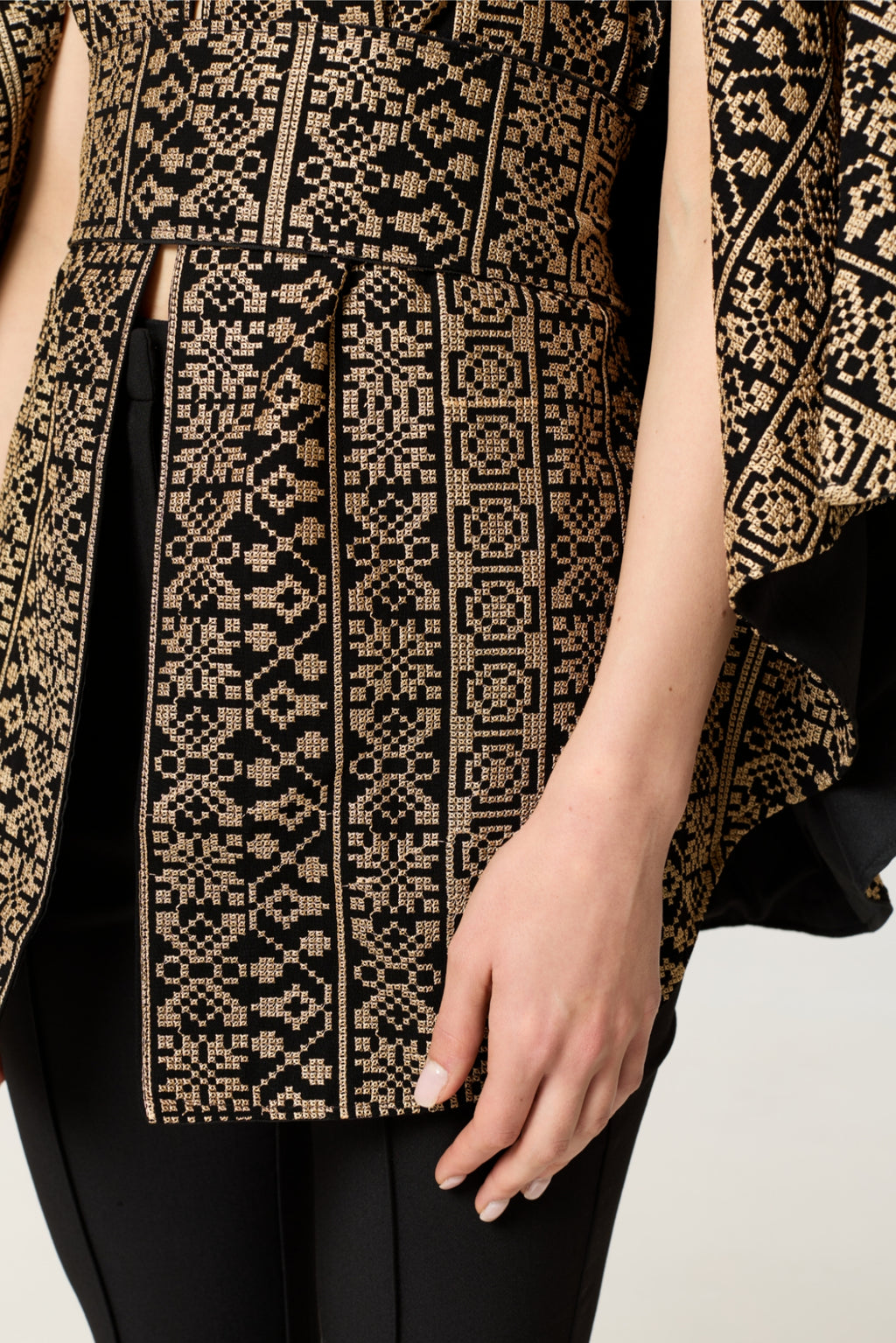 Black & Gold Tatreez Cape