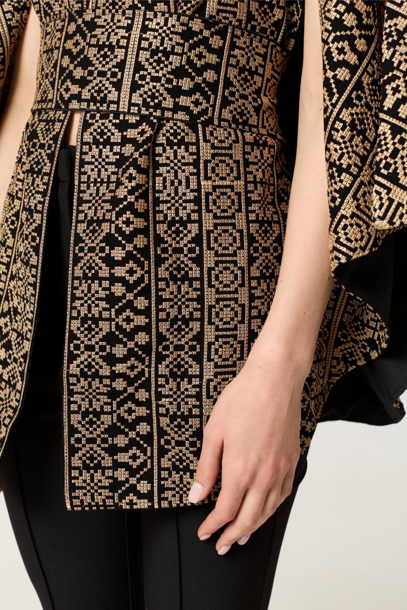 Black & Gold Tatreez Cape