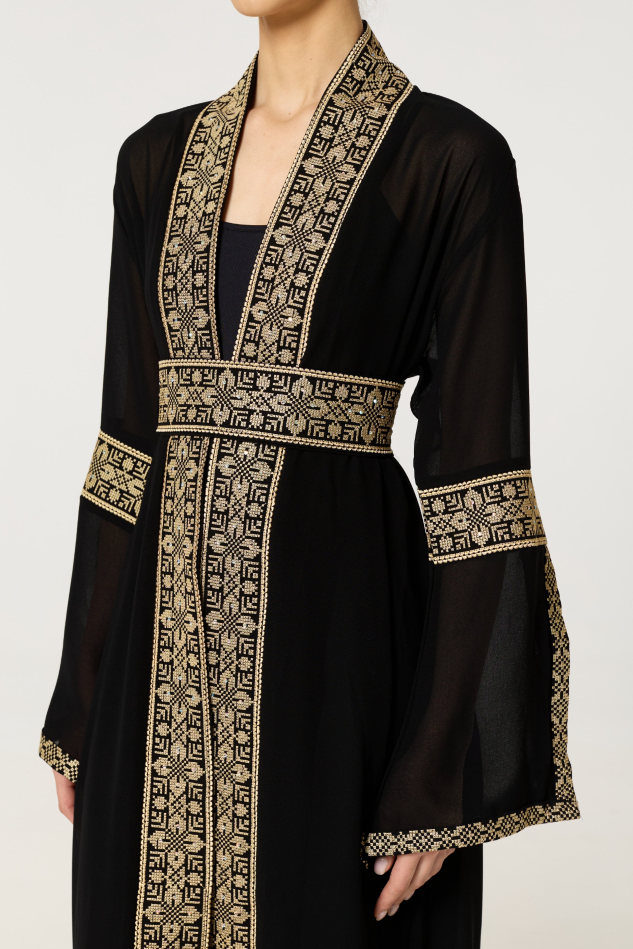 Black & Gold Tatreez Border Abaya