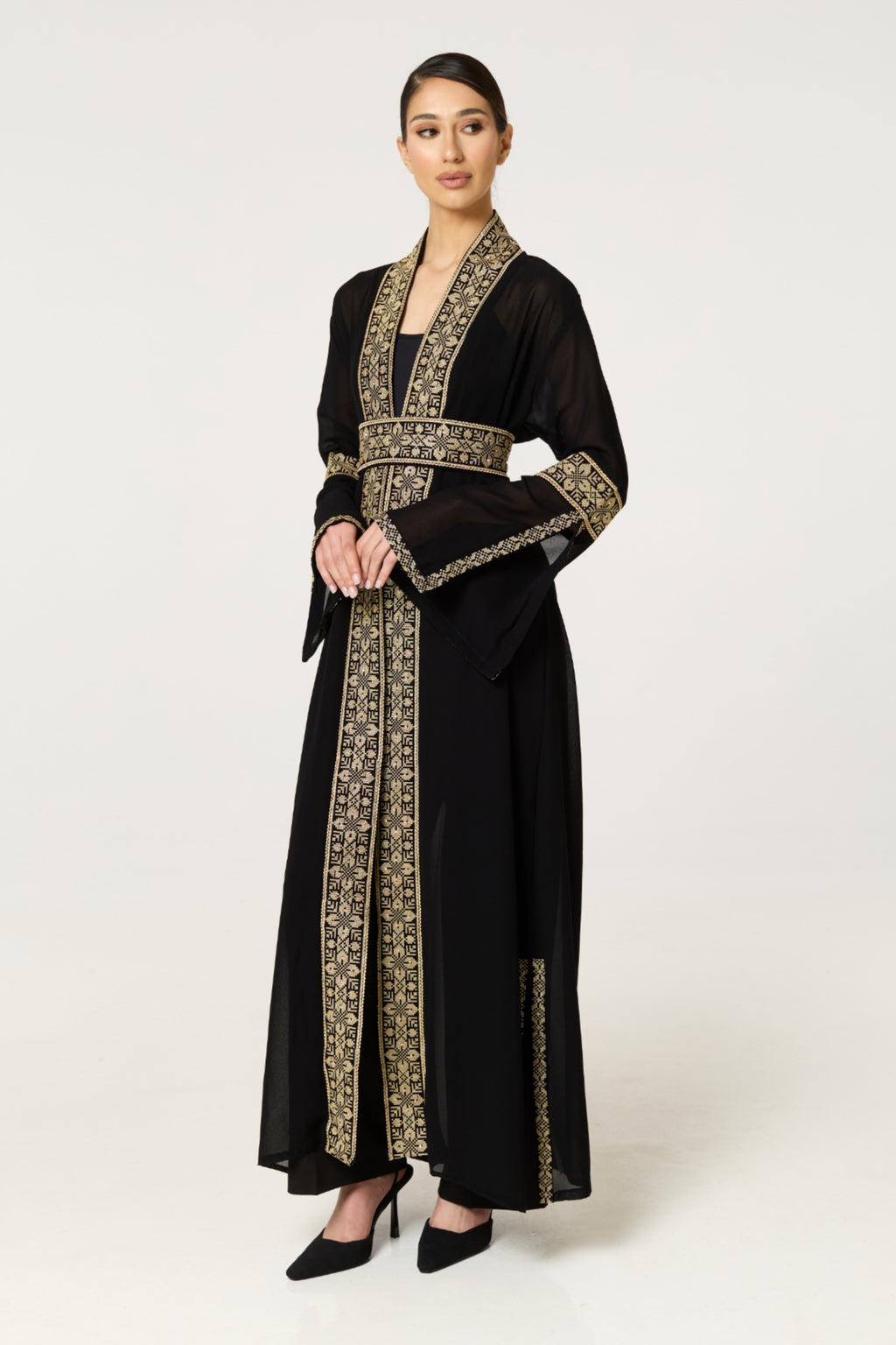 Black & Gold Tatreez Border Abaya