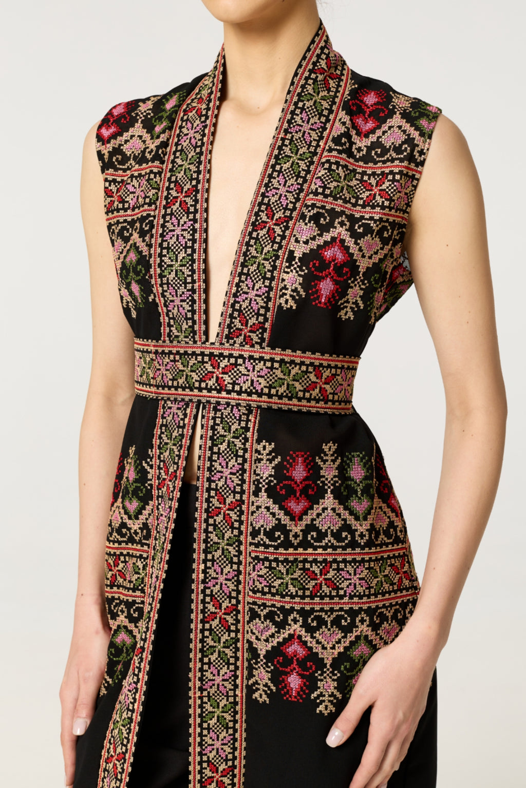 Black Tatreez Kaftan