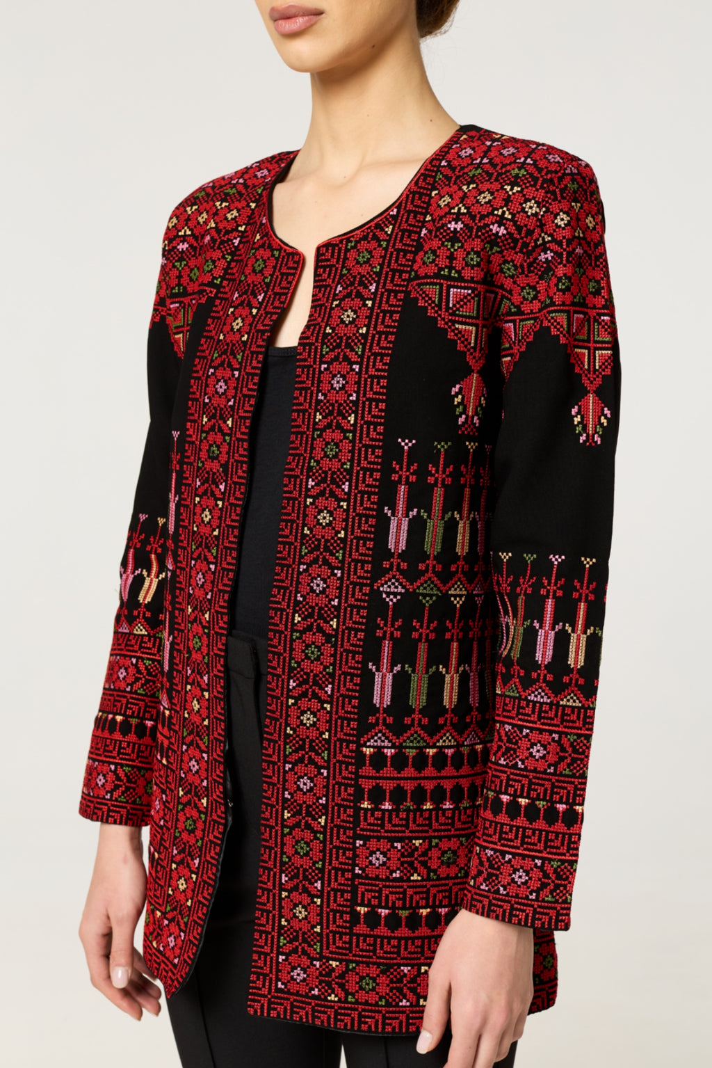 Black & Red Tatreez Jacket