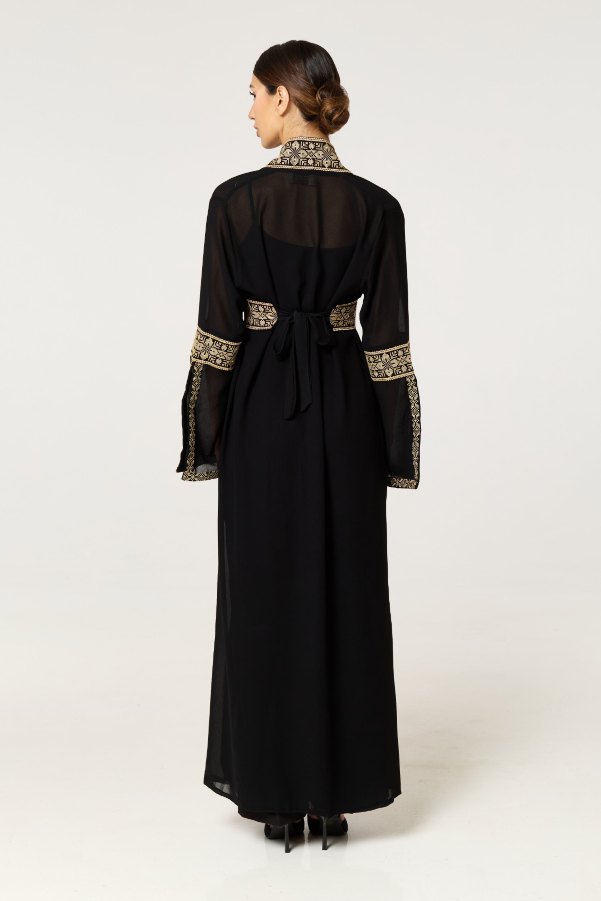 Black & Gold Tatreez Border Abaya