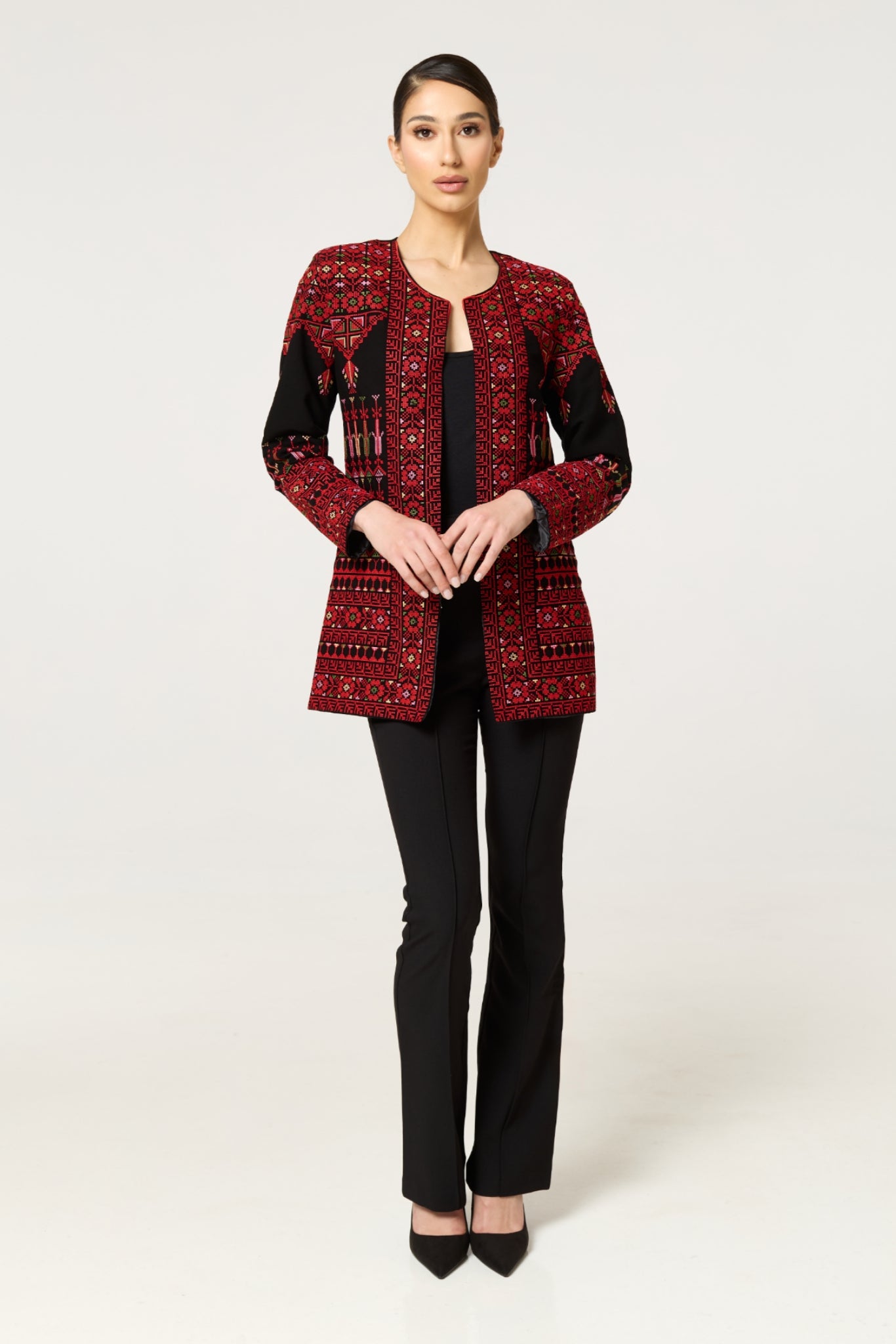 Black & Red Tatreez Jacket