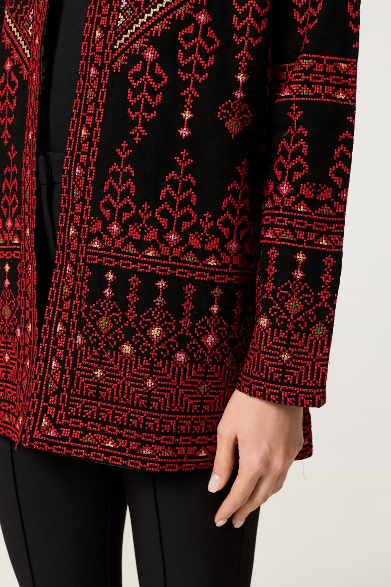 Red & Black Tatreez Jacket