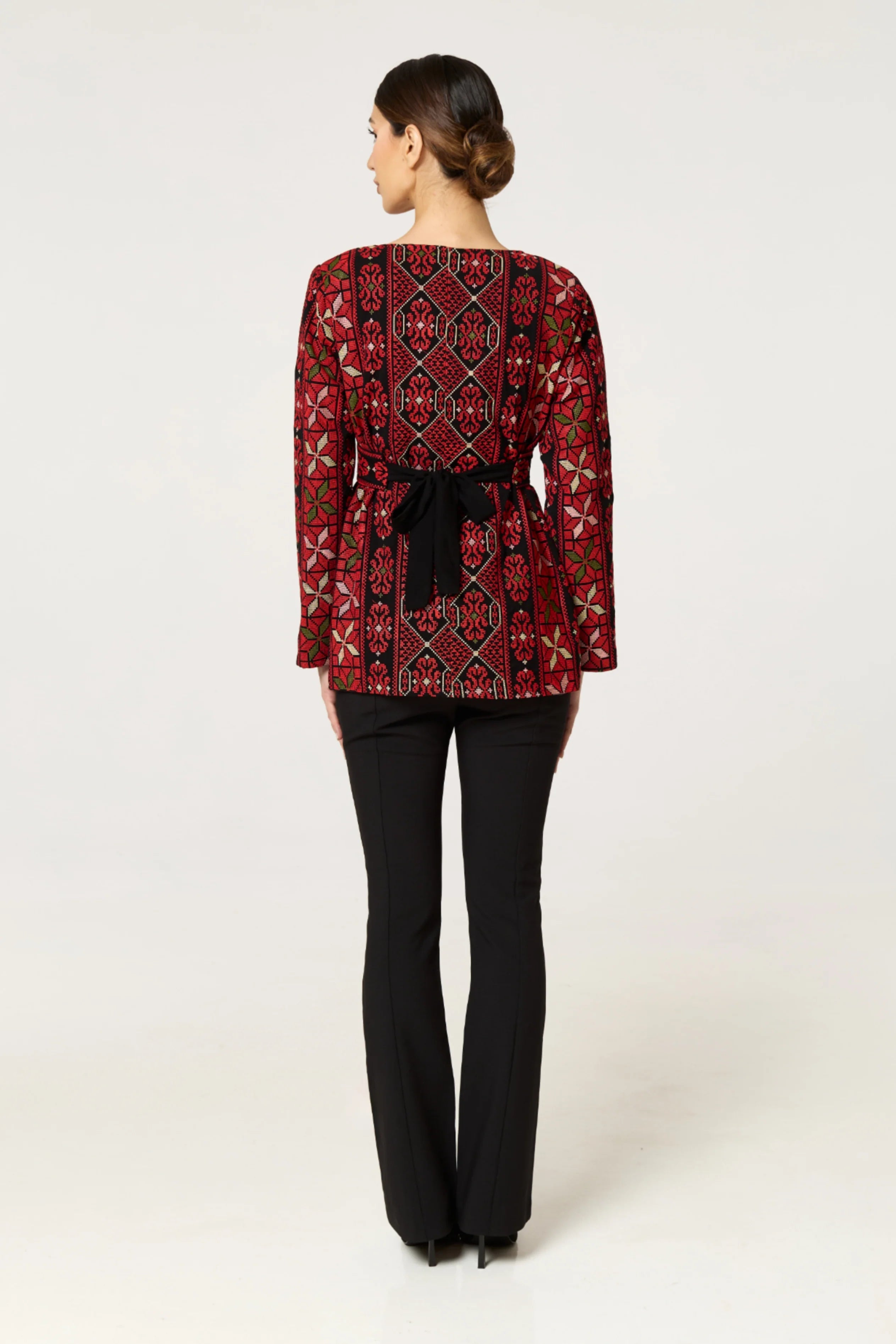 Tamima Jacket - Red & Black w/ Green Detail